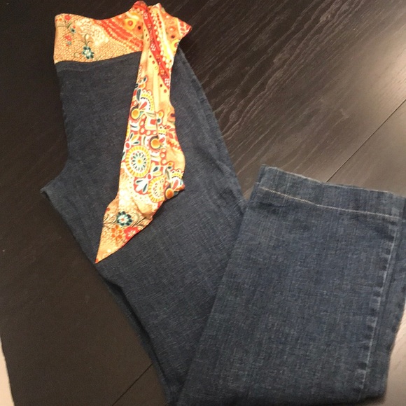 Vintage rare boho jeans with silk belt on waist - Picture 6 of 6